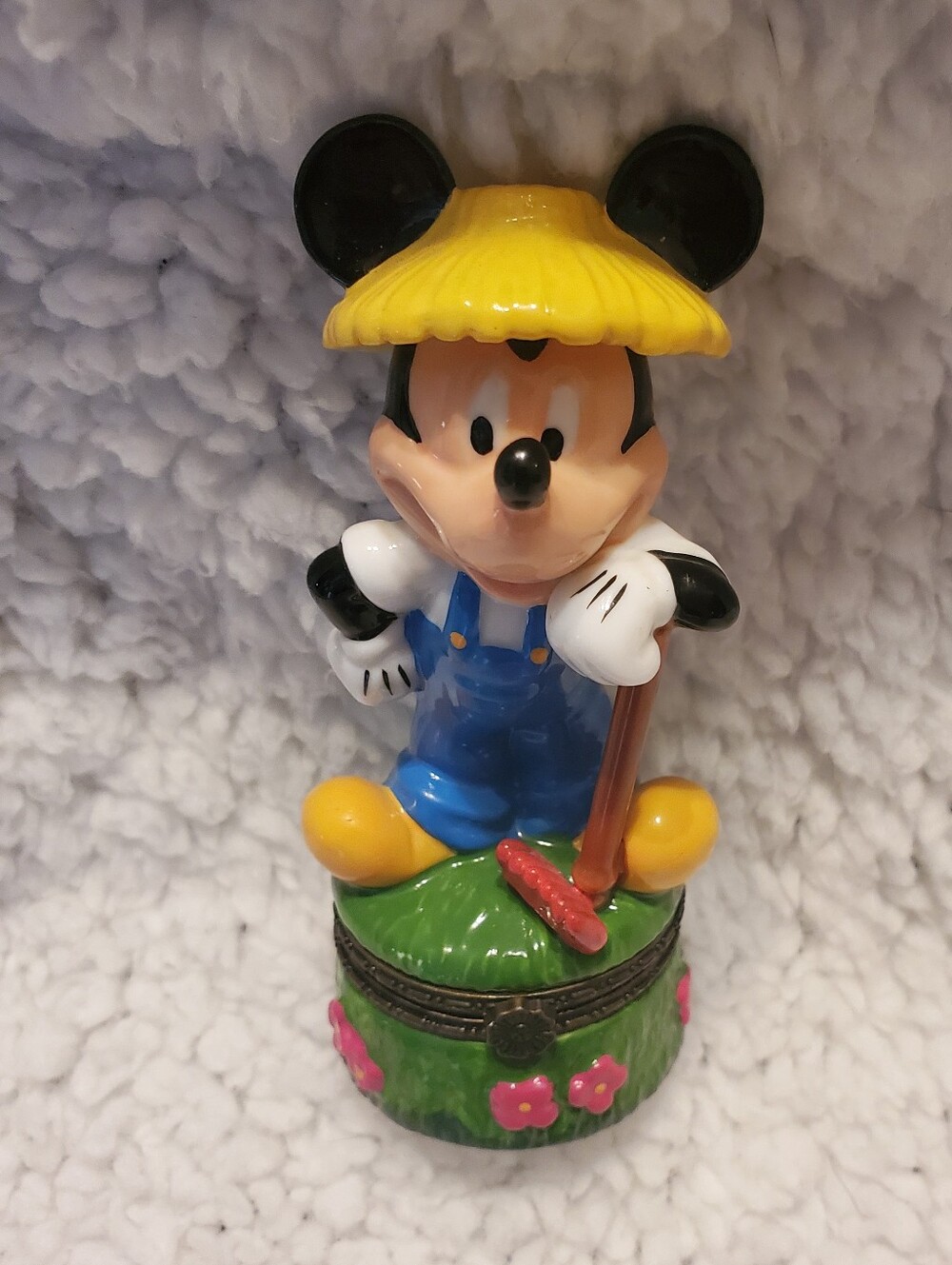 1990s Disney's Mickey Mouse "May" Porcelain Box 4" VTG Gardening Mickey